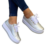 Fashion Flats Sneakers Women Ribbon Lace-up Platform Shoes - AL MONI EXPRESS