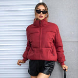 Fashion Ins Style Bread Coat Women's Solid Color Stand Collar Loose Warm Down Jacket Winter Slim Casual Short Coat - Almoni Express