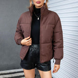 Fashion Ins Style Bread Coat Women's Solid Color Stand Collar Loose Warm Down Jacket Winter Slim Casual Short Coat - Almoni Express