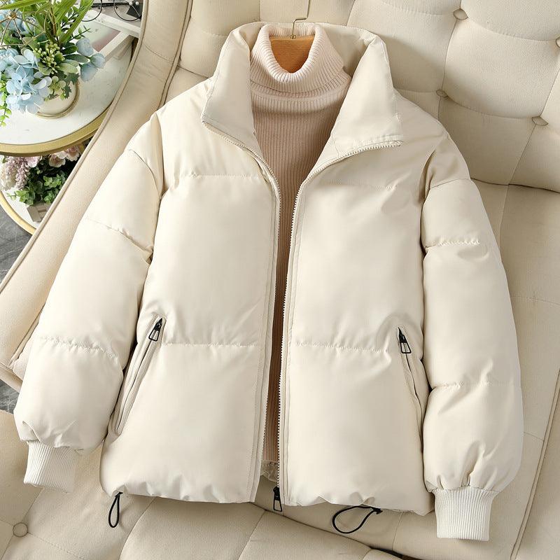 Fashion Ins Style Bread Coat Women's Solid Color Stand Collar Loose Warm Down Jacket Winter Slim Casual Short Coat - Almoni Express