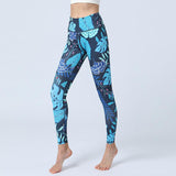 Fashion Leaves Printed Yoga Pants Women's High Waist Hip Lifting Sports Fitness Leggings - AL MONI EXPRESS