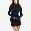 Fashion Long Sleeve Dress With Two Pockets Slim Bodycon Hip Short Dress For Women - AL MONI EXPRESS