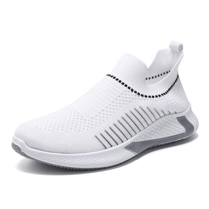 Fashion Mesh Sock Shoes With Striped Design Men Outdoor Breathable Slip-on Sneakers Csuale Lightweight Running Sports Shoes - AL MONI EXPRESS