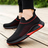 Fashion Mesh Sock Shoes With Striped Design Men Outdoor Breathable Slip-on Sneakers Csuale Lightweight Running Sports Shoes - AL MONI EXPRESS