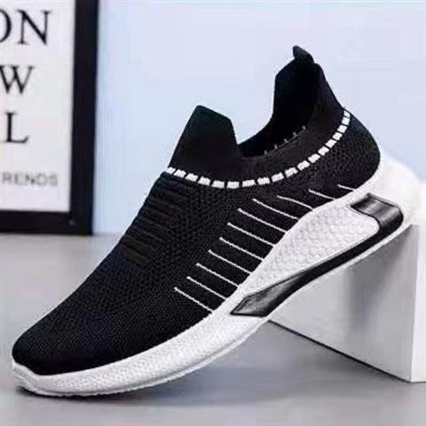 Fashion Mesh Sock Shoes With Striped Design Men Outdoor Breathable Slip-on Sneakers Csuale Lightweight Running Sports Shoes - AL MONI EXPRESS