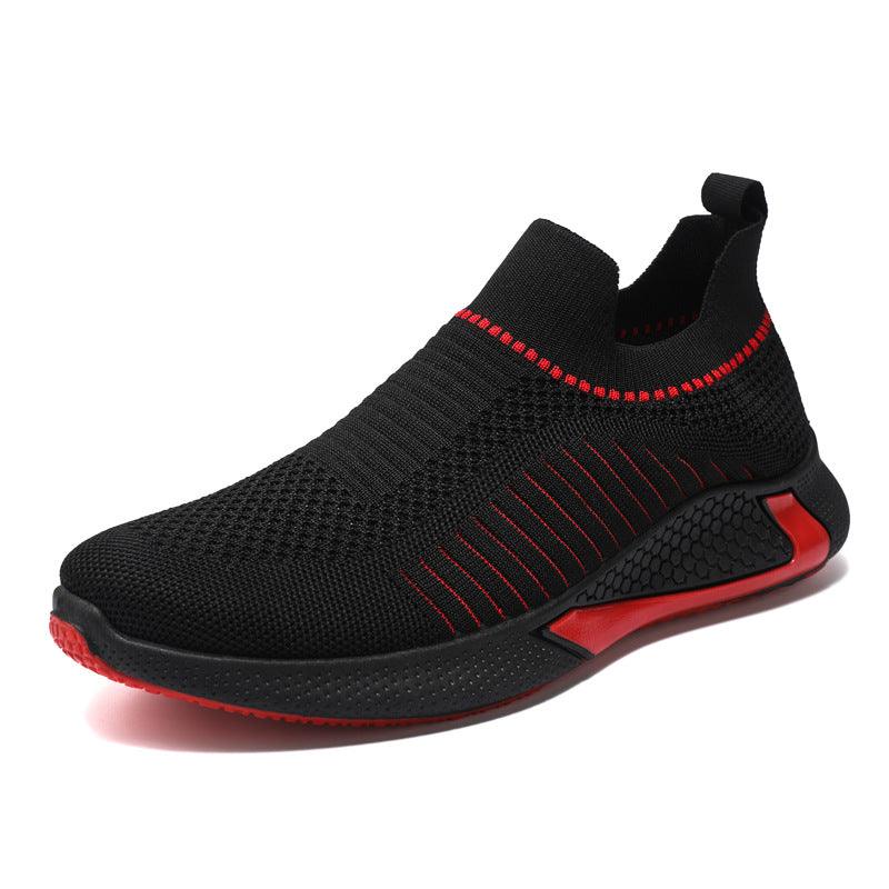 Fashion Mesh Sock Shoes With Striped Design Men Outdoor Breathable Slip-on Sneakers Csuale Lightweight Running Sports Shoes - AL MONI EXPRESS