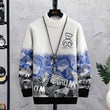 Fashion Patchwork Hip Hop Crew Neck Sweater Mens - Almoni Express