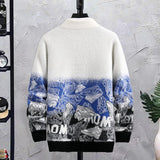 Fashion Patchwork Hip Hop Crew Neck Sweater Mens - Almoni Express