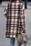 Fashion Plaid Long Jacket With Pockets Autumn And Winter New Style Turndown Collar Woolen Coat Outdoor Women Clothing - Almoni Express