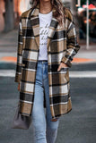 Fashion Plaid Long Jacket With Pockets Autumn And Winter New Style Turndown Collar Woolen Coat Outdoor Women Clothing - Almoni Express