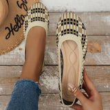 Fashion Plaid Print Flats Shoes New Fashion Casual Breathable Slip On Round-toe Mesh Shoes For Women - AL MONI EXPRESS