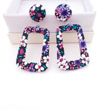 Fashion Retro Geometric PU Female Dangle Earrings - AL MONI EXPRESS