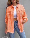 Fashion Ripped Shirt Jacket Female Autumn And Spring Casual Tops Womens Clothing - Almoni Express