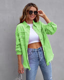 Fashion Ripped Shirt Jacket Female Autumn And Spring Casual Tops Womens Clothing - Almoni Express