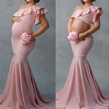 Fashion Sexy Slim Lace Strapless Sleeveless Long Dress For Pregnant Women - Almoni Express