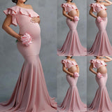 Fashion Sexy Slim Lace Strapless Sleeveless Long Dress For Pregnant Women - Almoni Express