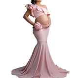 Fashion Sexy Slim Lace Strapless Sleeveless Long Dress For Pregnant Women - Almoni Express