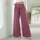 Fashion Straight Wide Leg Pants Elastic High Waist Casual Trousers For Women - AL MONI EXPRESS