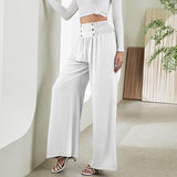 Fashion Straight Wide Leg Pants Elastic High Waist Casual Trousers For Women - AL MONI EXPRESS