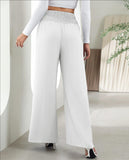 Fashion Straight Wide Leg Pants Elastic High Waist Casual Trousers For Women - AL MONI EXPRESS