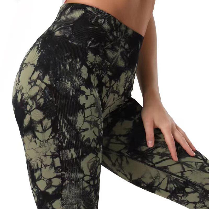 Fashion Tie Dye Printed Leggings High Waist Hip Lifting Tight Fitness Sports Yoga Pants For Women - AL MONI EXPRESS