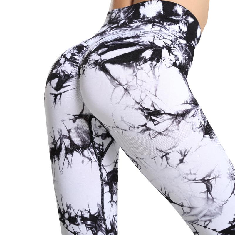 Fashion Tie Dye Printed Leggings High Waist Hip Lifting Tight Fitness Sports Yoga Pants For Women - AL MONI EXPRESS