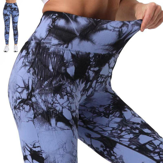 Fashion Tie Dye Printed Leggings High Waist Hip Lifting Tight Fitness Sports Yoga Pants For Women - AL MONI EXPRESS