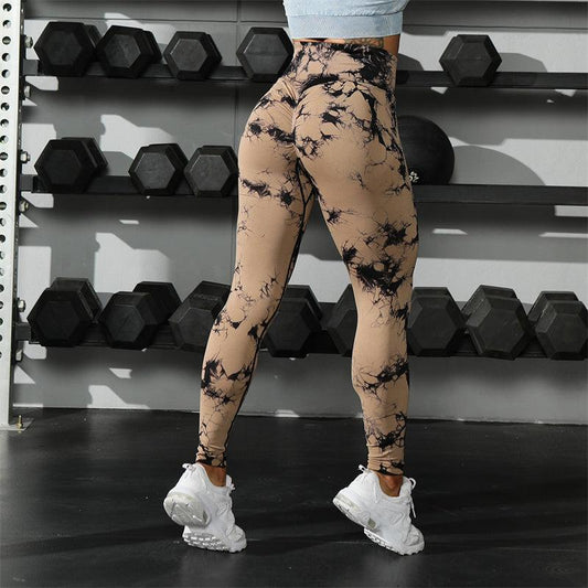 Fashion Tie Dye Printed Leggings High Waist Hip Lifting Tight Fitness Sports Yoga Pants For Women - AL MONI EXPRESS