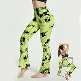 Fashion Tie Dye Printed Yoga Bell-Bottomed Pants Seamless High Waist Quick-drying Fitness Running Sports Leggings Women Flares - AL MONI EXPRESS