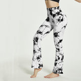 Fashion Tie Dye Printed Yoga Bell-Bottomed Pants Seamless High Waist Quick-drying Fitness Running Sports Leggings Women Flares - AL MONI EXPRESS