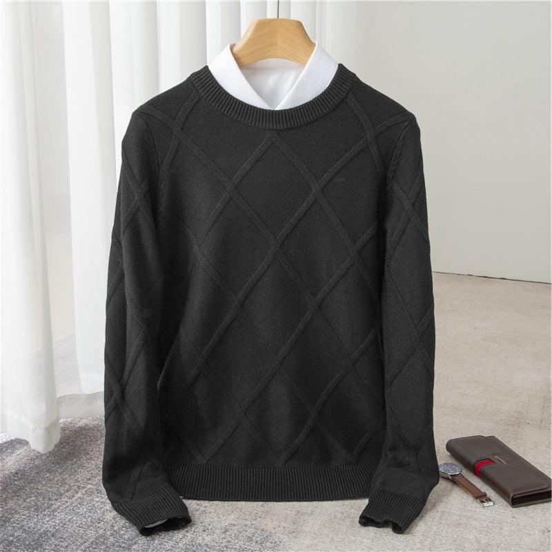 Fashion Woolen Sweater Men's Solid Color - Almoni Express