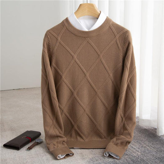 Fashion Woolen Sweater Men's Solid Color - Almoni Express