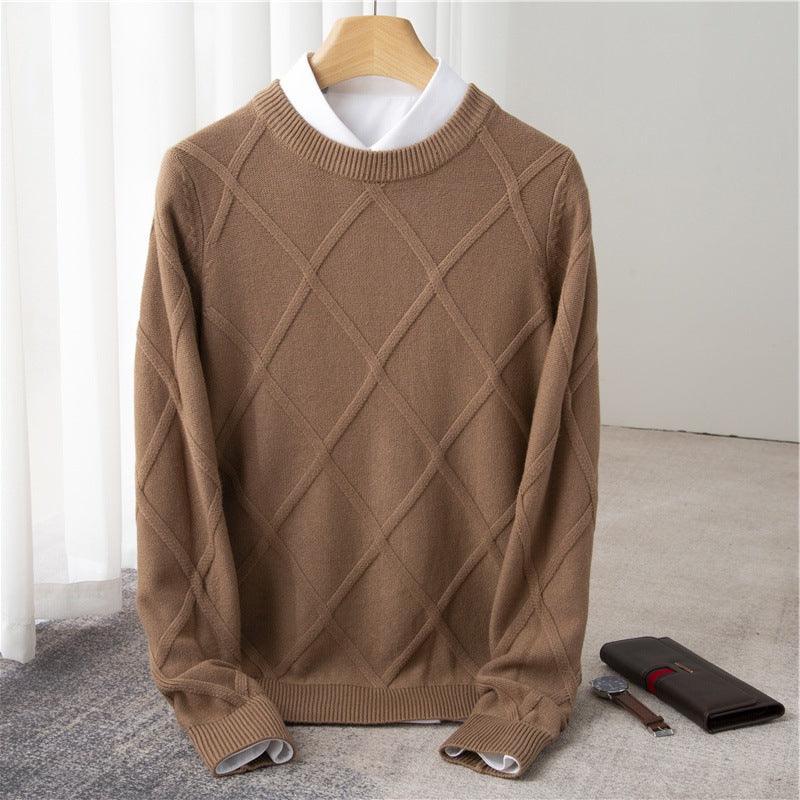 Fashion Woolen Sweater Men's Solid Color - Almoni Express