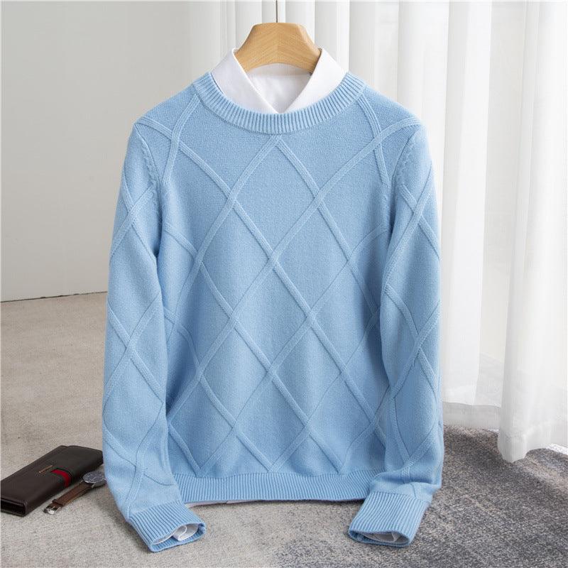 Fashion Woolen Sweater Men's Solid Color - Almoni Express