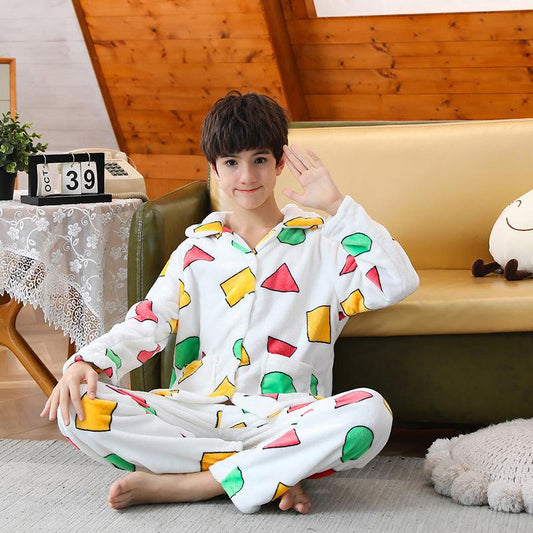 Fashion Youth Pajamas Flannel Long Sleeves - Almoni Express