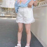 Fashionable Summer Denim Color Shorts For Big Kids - Almoni Express