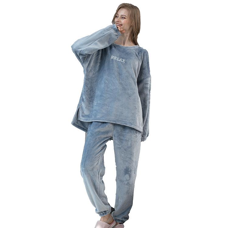 Flannel Pajamas Sets Winter Home Clothes For Women Men Sleepwear Couple - AL MONI EXPRESS