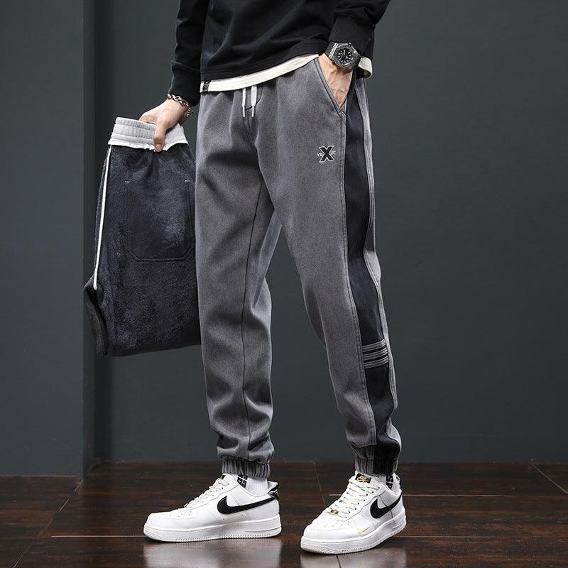 Fleece Lined Padded Warm Keeping Track Sweatpants Loose Casual Pants - Almoni Express