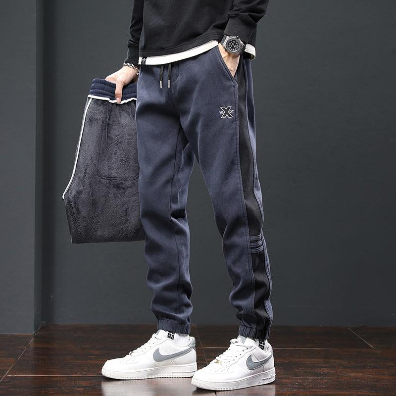 Fleece Lined Padded Warm Keeping Track Sweatpants Loose Casual Pants - Almoni Express