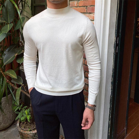 Fleece Semi-turtleneck Slim Knit Vintage - Almoni Express