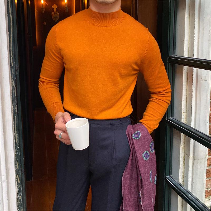 Fleece Semi-turtleneck Slim Knit Vintage - Almoni Express