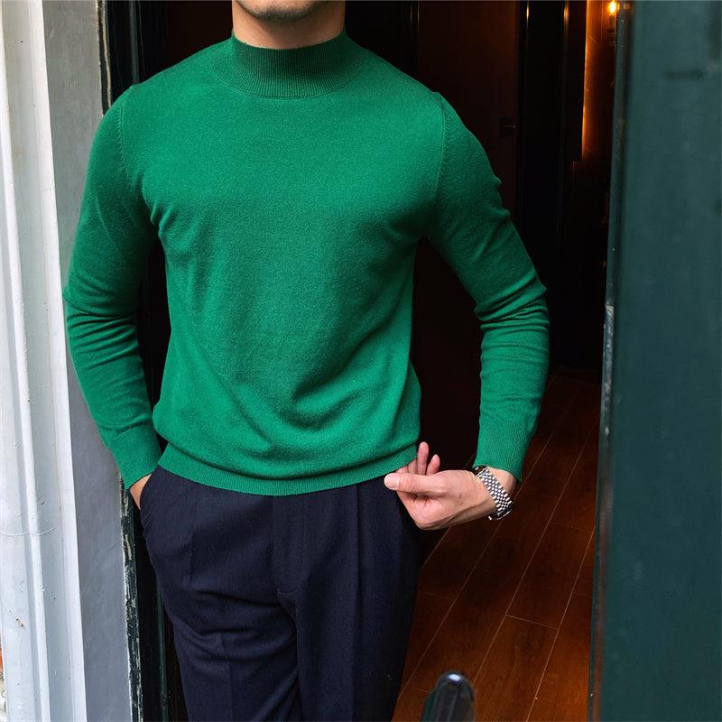 Fleece Semi-turtleneck Slim Knit Vintage - Almoni Express