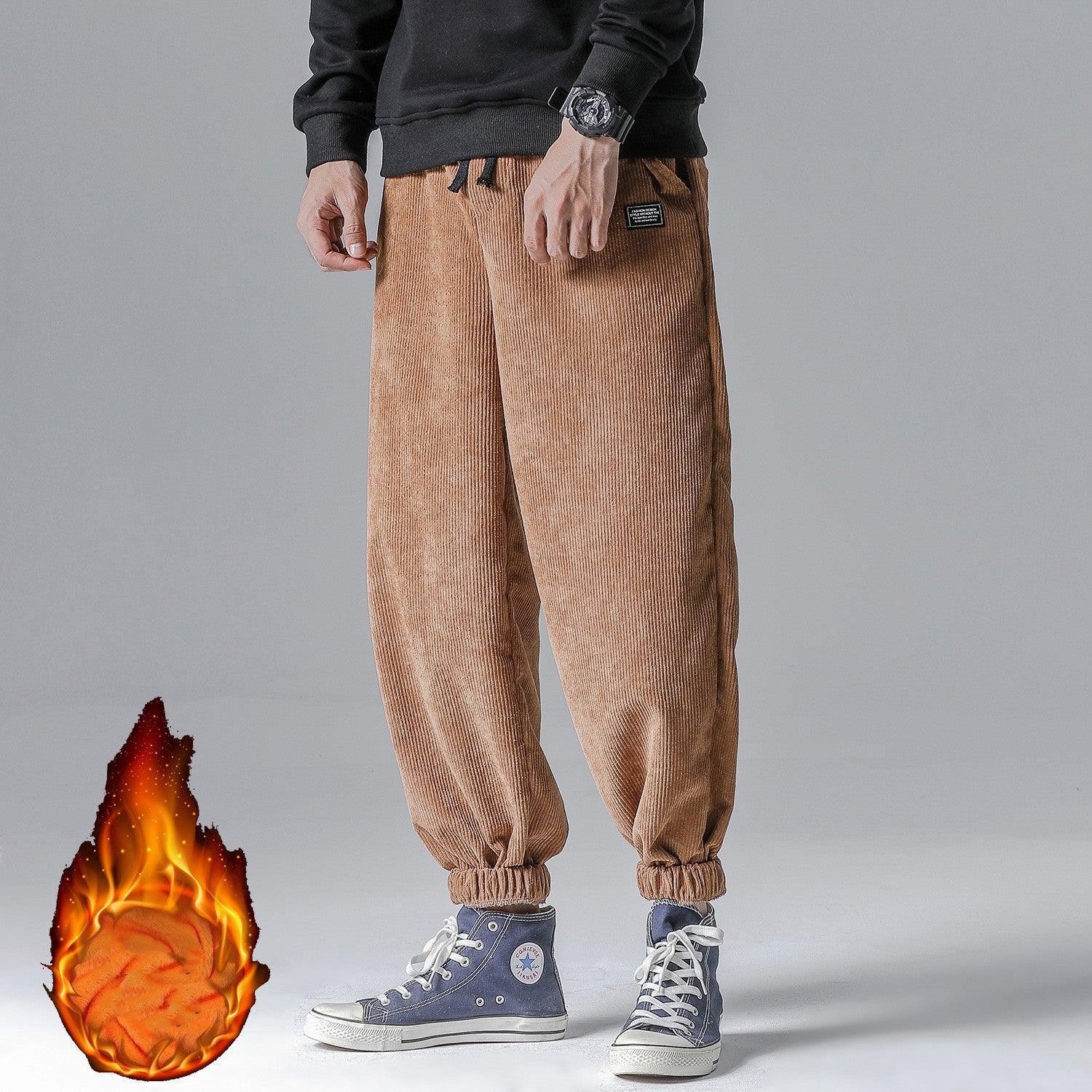 Fleece Trousers Corduroy Trousers - Almoni Express