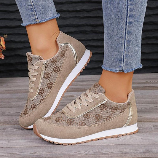 Flower Print Lace-up Sneakers Casual Fashion Lightweight Breathable Walking Running Sports Shoes Women Flats - AL MONI EXPRESS