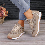 Flower Print Lace-up Sneakers Casual Fashion Lightweight Breathable Walking Running Sports Shoes Women Flats - AL MONI EXPRESS