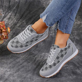 Flower Print Lace-up Sneakers Casual Fashion Lightweight Breathable Walking Running Sports Shoes Women Flats - AL MONI EXPRESS