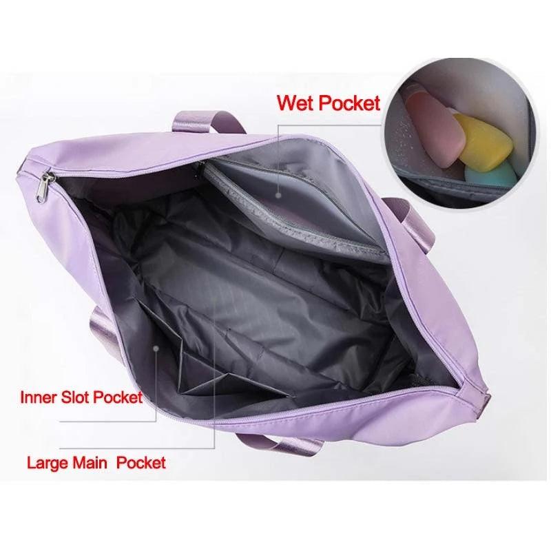 Foldable Storage Travel Bag Waterproof Large Capacity Gym Fitness Bag Weekender Overnight For Women - AL MONI EXPRESS