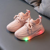 For Boys, Breathable Knit Light-Up Sneakers - Almoni Express