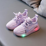 For Boys, Breathable Knit Light-Up Sneakers - Almoni Express