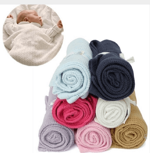 Giol Me Num Newborn Baby Blankets Super Soft Cotton Crochet Summer Candy Color Prop Crib Casual Sleeping Bed Supplies Hole Wrap - Almoni Express